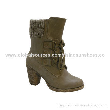 Women's dress boots, knitted fabric as shaft edge